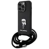 Image de Coque Rigide Karl Lagerfeld Klhcp15lsasknpsk Pour Iphone 15 Pro 6.1, Noire/noire, Bandoulière, Monogramme Saffiano, Pin's En Métal, Karl & Choupette