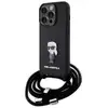 Image de Étui Karl Lagerfeld pour iPhone 15 Pro 6.1 étui rigide noir Crossbody Saffiano Monogram Metal Pin Karl & Choupette - Neuf