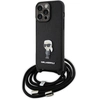 Image de Coque Rigide Karl Lagerfeld Klhcp15xsasknpsk Pour Iphone 15 Pro Max 6,7 Pouces, Noire/noire, Bandoulière, Monogramme Saffiano, Pin's En Métal, Karl & Choupette