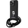 Image de Étui Karl Lagerfeld pour iPhone 15 Pro Max 6.7 étui rigide noir Crossbody Saffiano Monogram Metal Pin Karl & Choupette - Neuf