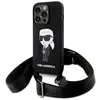 Image de Coque Rigide Noire/noire À Bandoulière En Silicone Ikonik Pour Iphone 15 Pro Max 6,7 Pouces, Signée Karl Lagerfeld Klhcp15xscbsknk