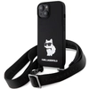 Image de Coque Rigide Noire/noire Karl Lagerfeld Klhcp15sscbscnk Pour Iphone 15/14/13 6,1 Pouces, Bandoulière En Silicone Choupette