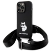 Image de Coque Rigide Noire/noire Karl Lagerfeld Klhcp15xscbscnk Pour Iphone 15 Pro Max 6,7 Pouces, Bandoulière En Silicone Choupette
