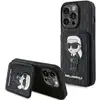 Image de Étui Karl Lagerfeld pour iPhone 15 Pro 6.1 noir étui rigide Saffiano Cardslots and Stand Monogram Ikonik Patch - Neuf