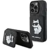 Image de Karl Lagerfeld Klhcp15lsakcnsck Coque Rigide Noire Pour Iphone 15 Pro 6.1 Avec Emplacements Pour Cartes Et Support Monogram Choupette