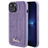Image de Coque Rigide Violette À Paillettes En Métal Guess Guhcp15spsfdgsu Pour Iphone 15/14/13 (6,1 Pouces), Avec Inscription.