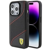 Image de Coque Iphone 15 Pro Ferrari Avec Logo En Métal Perforé Waves, Noire