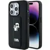 Image de Étui Karl Lagerfeld pour iPhone 15 Pro 6.1 noir étui rigide Gripstand Saffiano Karl&Choupette Pins - Neuf