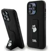 Image de Coque Rigide Noire Avec Support Gripstand Et Broches Choupette En Cuir Saffiano, Modèle Karl Lagerfeld Klhcp13xgsachpk Pour Iphone 13 Pro Max 6,7 Pouces.