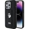 Image de Karl Lagerfeld Klhcp15lgsachpk Coque Rigide Noire Pour Iphone 15 Pro 6.1 Avec Support Et Épingles Choupette En Cuir Saffiano