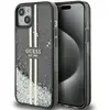 Image de Coque Rigide Noire À Paillettes Liquides Et Rayures Dorées Guess Guhcp15mlfcsegk Pour Iphone 15 Plus / 14 Plus 6,7 Pouces