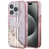 Image de Étui Guess pour iPhone 15 Pro 6.1 rose étui rigide Liquid Glitter Gold Stripes - Neuf