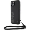 Image de Coque Rigide Noire Bmw Bmhcp15m23rmrlk Pour Iphone 15 Plus / 14 Plus 6,7 Pouces Avec Logo Et Cordon En Cuir.