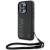 Image de Coque Rigide Noire Bmw Bmhcp15l23rmrlk Pour Iphone 15 Pro 6.1 Avec Logo En Cuir Et Cordon.