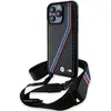 Image de Coque Rigide Noire Bmw Bmhcp15l23psvtk Pour Iphone 15 Pro 6.1, Édition M, Finition Carbone Tricolore, Avec Dragonne.
