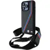 Image de Étui BMW pour iPhone 15 Pro 6.1 noir étui rigide M Edition Carbon Tricolor Lines & Strap - Neuf