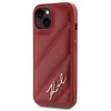 Image de Étui Karl Lagerfeld pour iPhone 15 6.1 rouge hardcase Diagonal Quilted Script - Neuf