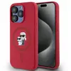 Image de Coque Rigide En Silicone Rouge/rouge Pour Iphone 15 Pro 6,1 Pouces, Motif Karl Lagerfeld Et Choupette, Avec Anneau Magsafe.