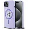 Image de Coque Rigide En Silicone Violette Pour Iphone 15 6,1 Pouces Karl Lagerfeld Klhmp15sscmkcrhu, Motif Têtes Karl Et Choupette, Anneau Magsafe