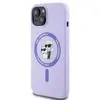 Image de Étui Karl Lagerfeld pour iPhone 15 6.1 violet étui rigide Silicone Karl&Choupette Heads Ring MagSafe - Neuf