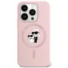 Image de Étui Karl Lagerfeld pour iPhone 15 Pro 6.1 rose étui rigide Silicone Karl & Choupette MagSafe - Neuf