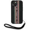 Image de Étui À Cordon Karl Lagerfeld Saffiano À Rayures Athleisure Pour Iphone 15, Noir Et Rouge