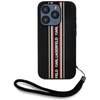 Image de Étui À Cordon Karl Lagerfeld Saffiano À Rayures Athleisure Pour Iphone 15 Pro, Noir Et Rouge