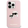 Image de Étui Karl Lagerfeld pour iPhone 15 Pro 6.1 rose étui rigide Silicone Karl & Choupette MagSafe - Neuf