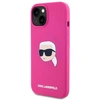 Image de Étui Karl Lagerfeld pour iPhone 15 6.1 fuchsia étui rigide Silicone Karl Head Print MagSafe - Neuf