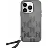 Image de Étui Karl Lagerfeld pour iPhone 15 Pro Max 6.7 noir étui rigide IML Mono KL Pattern & Cord - Neuf