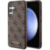 Image de Coque pour Galaxy S24 Effet Saffiano avec Motif 4G et Logo en Métal Marron - Neuf