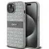 Image de Étui DKNY pour iPhone 15 Plus 6.7 beige étui rigide Leather Mono Stripe & Metal Logo - Neuf