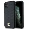 Image de Coque Rigide Dkny Dkhmn61pshrpsk Pour Iphone 11/xr 6.1, Noire, En Cuir À Motif Monogramme, Logo Métallique Et Magsafe.