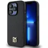 Image de Coque Rigide Noire Dkny Dkhmp15lpshrpsk Pour Iphone 15 Pro 6,1 Pouces, Motif Cuir Monogramme, Logo Métallique Et Magsafe.
