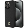 Image de Coque Rigide Noire Dkny Dkhmp15xpshrpsk Pour Iphone 15 Pro Max 6,7 Pouces, Motif Monogramme, Logo Métallique, Compatible Magsafe.