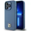 Image de Étui DKNY pour iPhone 15 Pro 6.1 bleu étui rigide Leather Monogram Pattern Metal Logo MagSafe - Neuf