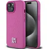 Image de Étui DKNY pour iPhone 15 6.1 rose étui rigide Leather Pattern Metal Logo MagSafe - Neuf