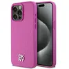 Image de Étui DKNY pour iPhone 15 Pro Max 6.7 rose étui rigide Leather Monogram Pattern Metal Logo MagSafe - Neuf