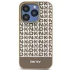 Image de Étui DKNY pour iPhone 15 6.1 marron étui rigide Leather Printed Pattern Metal Logo MagSafe - Neuf