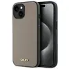 Image de Étui DKNY pour iPhone 15 6.1 beige étui rigide Grained Metal Logo MagSafe - Neuf