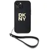 Image de Coque pour Apple iPhone 15 avec Logo Métallisé et Sangle de Poignet Noir - Neuf