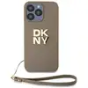 Image de Coque pour Apple iPhone 14 Pro Max avec Logo Métallisé et Sangle de Poignet Beige - Neuf