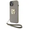 Image de Étui DKNY pour iPhone 15 Plus 6.7 beige étui rigide Wrist Strap Stock Logo - Neuf