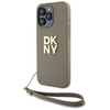 Image de Coque Rigide Beige Dkny Dkhcp15lpbswse Pour Iphone 15 Pro 6,1" Avec Dragonne Et Logo D'Origine