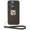 Image de Coque pour Apple iPhone 15 Pro avec Logo Métallisé et Sangle de Poignet Marron - Neuf
