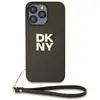Image de Coque pour Apple iPhone 15 Pro Max avec Logo Métallisé et Sangle de Poignet Marron - Neuf