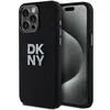 Image de Coque Rigide Noire Dkny Dkhcp15lsmcbsk Pour Iphone 15 Pro 6,1 Pouces, En Silicone Liquide Avec Logo Métallique.