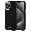 Image de Coque Rigide Noire Dkny Dkhmp14xsmchlk Pour Iphone 14 Pro Max 6,7 Pouces, En Silicone Liquide Avec Petit Logo Métallique Et Compatible Magsafe.