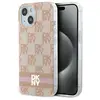 Image de Coque Rigide Rose/rose Dkny Dkhmp15shcptsp Pour Iphone 15/14/136,1 Pouces, Motif À Carreaux Monochrome Et Rayures Imprimées, Compatible Magsafe.