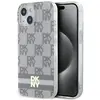 Image de Coque Rigide Beige/beige Dkny Dkhmp14shcptse Pour Iphone 14/15/136,1 Pouces, Motif À Carreaux Monochrome Et Rayures Imprimées, Compatible Magsafe.